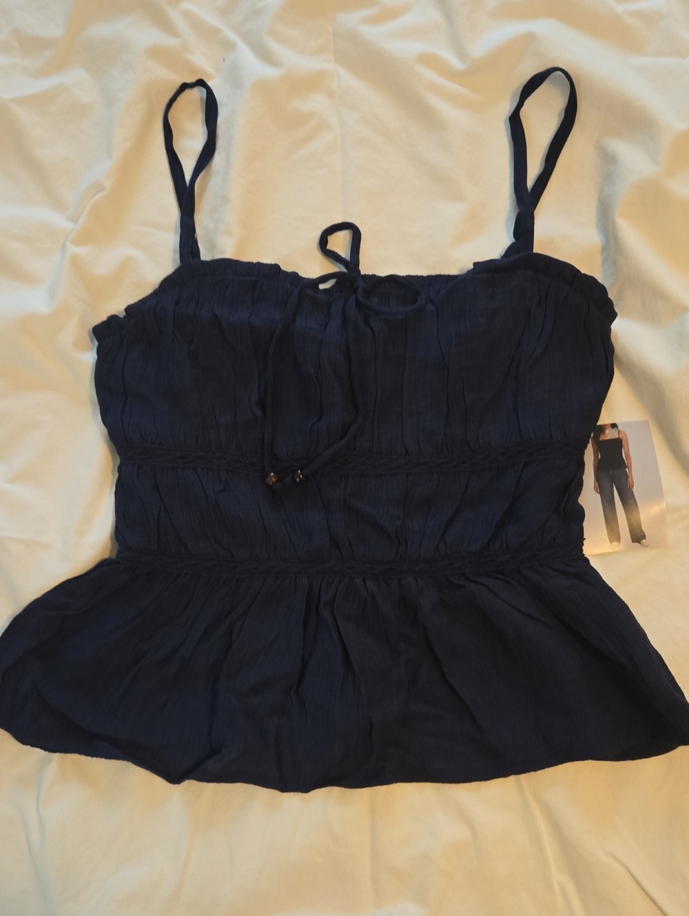 Bwear Navy Smocked Peplum Camisole